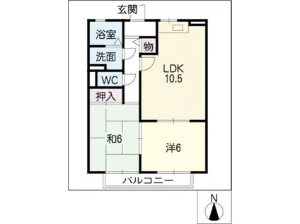 セードル杉(2LDK/2階)の間取り写真