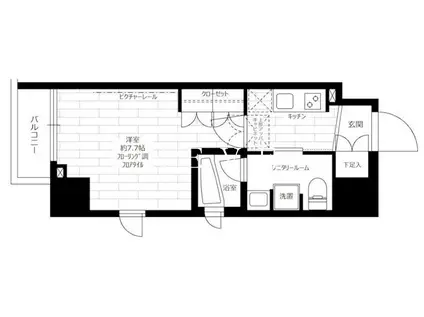 ステージグランデ新御徒町アジールコート(1K/7階)の間取り写真