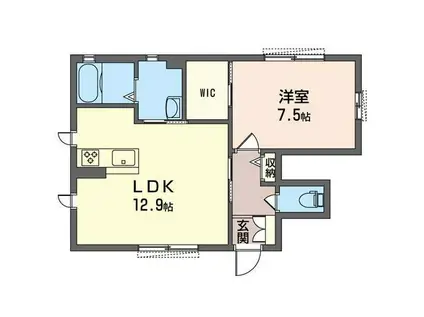 グリーンセント E棟(1LDK/1階)の間取り写真