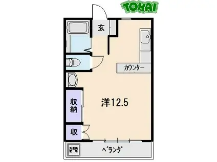 コーポN&N(ワンルーム/2階)の間取り写真