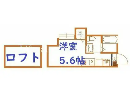 ベイルーム生麦(ワンルーム/2階)の間取り写真