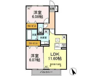 プレミスト2 B棟(2LDK/1階)の間取り写真