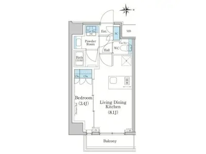 スタイリオ新丸子ノース(1LDK/2階)の間取り写真