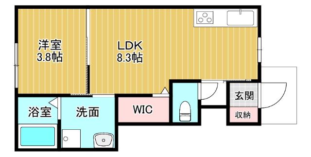 ENCIEL(1LDK/1階)の間取り写真