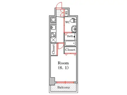 エステムプラザ難波ウエストリバークロス(1K/3階)の間取り写真
