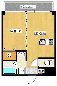 三萩野ビル(1LDK/6階)の間取り写真
