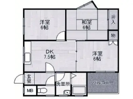 リアライズ新甲陽II(3DK/1階)の間取り写真