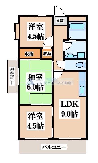 カーサフィオーレ弐番館(3LDK/4階)の間取り写真