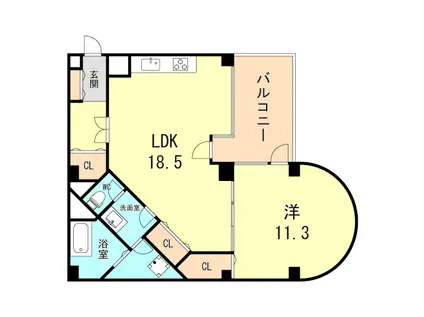 シオンズガーデン花川(1LDK/1階)の間取り写真
