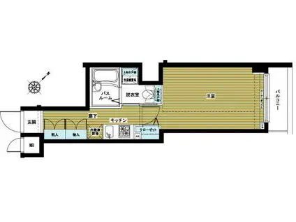 ZOOM東銀座(1K/3階)の間取り写真