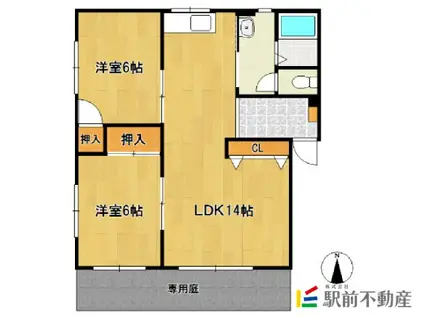 フォーミュラ鎗田A棟(2LDK/1階)の間取り写真