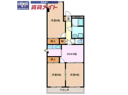 SUMMER WIND(3DK/1階)の間取り写真