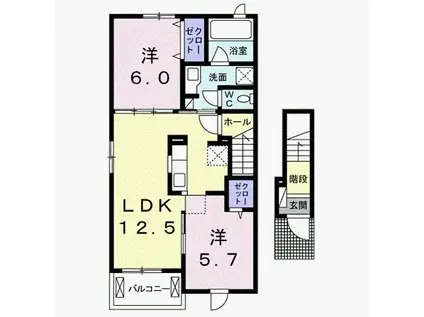 グレイス1(2LDK/2階)の間取り写真