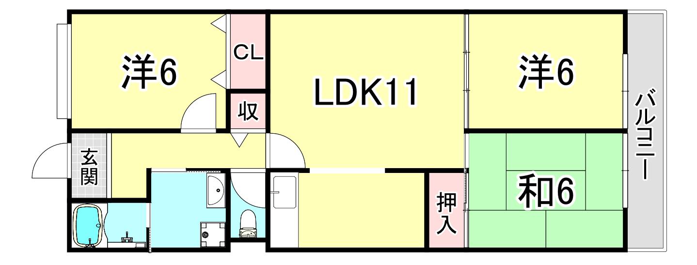 パールヒル清水が丘(3LDK/2階)の間取り写真