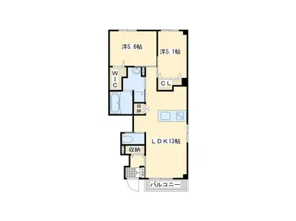 貴船ガーデンスクエア(2LDK/1階)の間取り写真