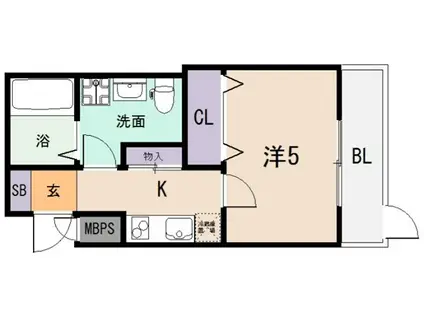 ブライト近大前(1K/1階)の間取り写真