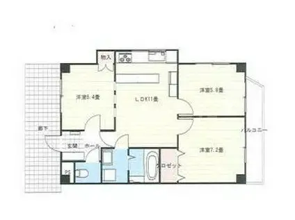 クレール市川(3LDK/3階)の間取り写真