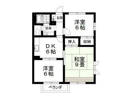 パークハイムヤジマB棟(3DK/1階)の間取り写真