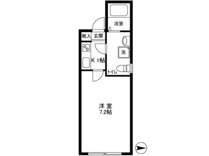 ハピテラス東四ツ木(1K/2階)の間取り写真