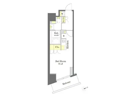 プライムメゾン中野坂上(ワンルーム/4階)の間取り写真