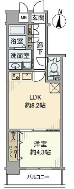 ソルフィエスタ住吉(1LDK/3階)の間取り写真