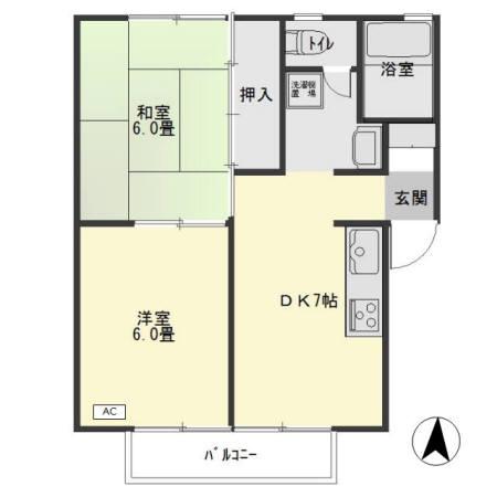 シャトー大半田 I棟(2DK/2階)の間取り写真