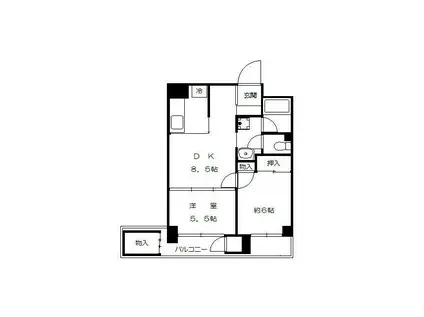 DIKマンション五反田 A棟(2DK/4階)の間取り写真