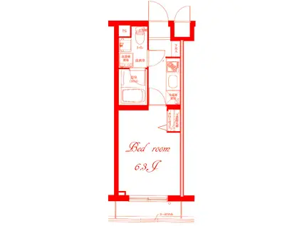 グリアス横浜・三ッ沢公園(1K/2階)の間取り写真