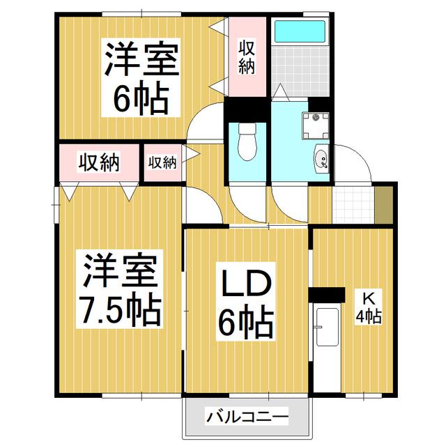 ロイヤルガーデン沢村E棟(2LDK/1階)の間取り写真