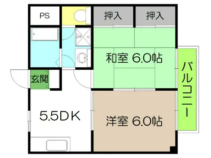 メゾン桜井(2DK/2階)の間取り写真