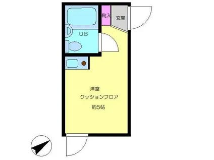 パークハイツ西池(ワンルーム/2階)の間取り写真