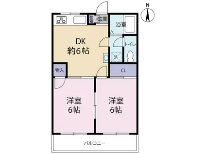 ヴェール南大泉(2DK/1階)の間取り写真