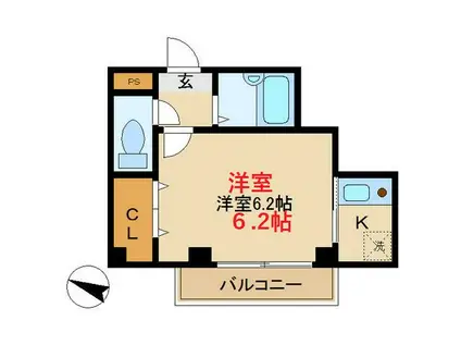 ルラシオンII(1K/3階)の間取り写真