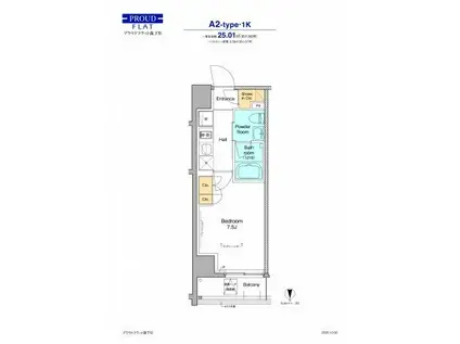 プラウドフラット森下IV(1K/4階)の間取り写真