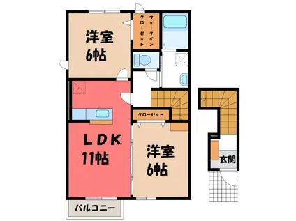 フローラアザミB(2LDK/2階)の間取り写真