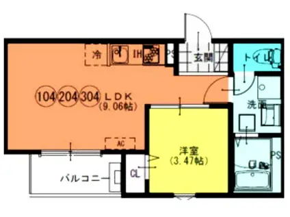 FSTYLE八尾北久宝寺(1LDK/3階)の間取り写真