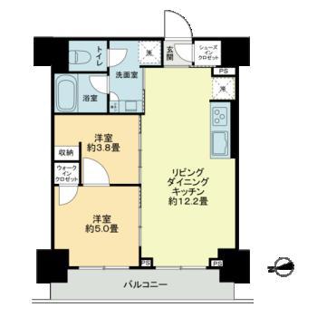 ザ・ライオンズフォーシア鶴見(2LDK/8階)の間取り写真