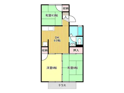 冬築タウン・パートII F棟(3DK/1階)の間取り写真