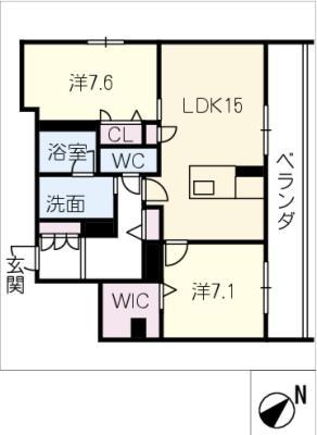 ベラ ルーナ(2LDK/1階)の間取り写真