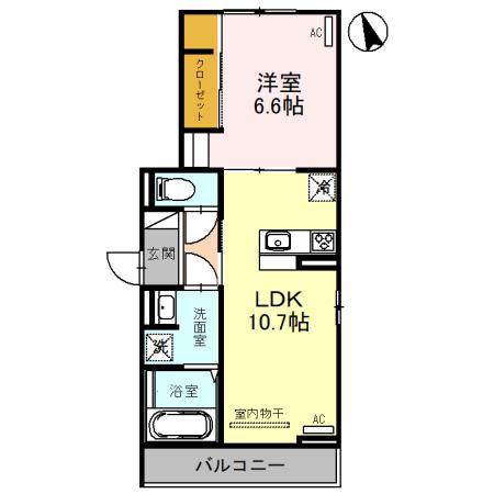 D‐ROOM女池上山II(1LDK/3階)の間取り写真