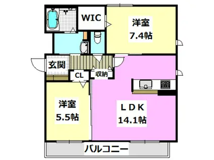 グランフローラ(2LDK/2階)の間取り写真