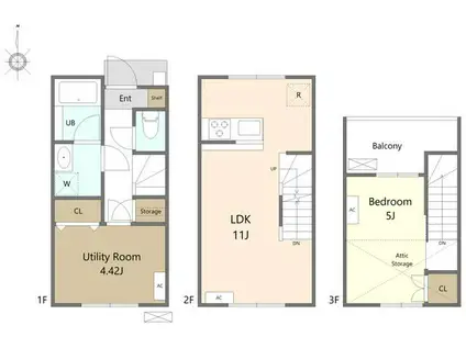 ヒガナカテラス(2LDK/3階)の間取り写真