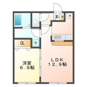 ルネッサンス円山くりの木(1LDK/2階)の間取り写真
