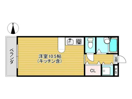 ヴィラ荒神口(ワンルーム/2階)の間取り写真