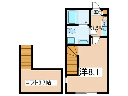 HERITER町田(1K/2階)の間取り写真