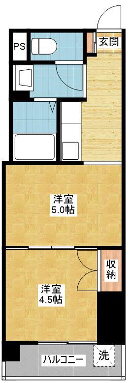 ミヤウラビル(2K/7階)の間取り写真