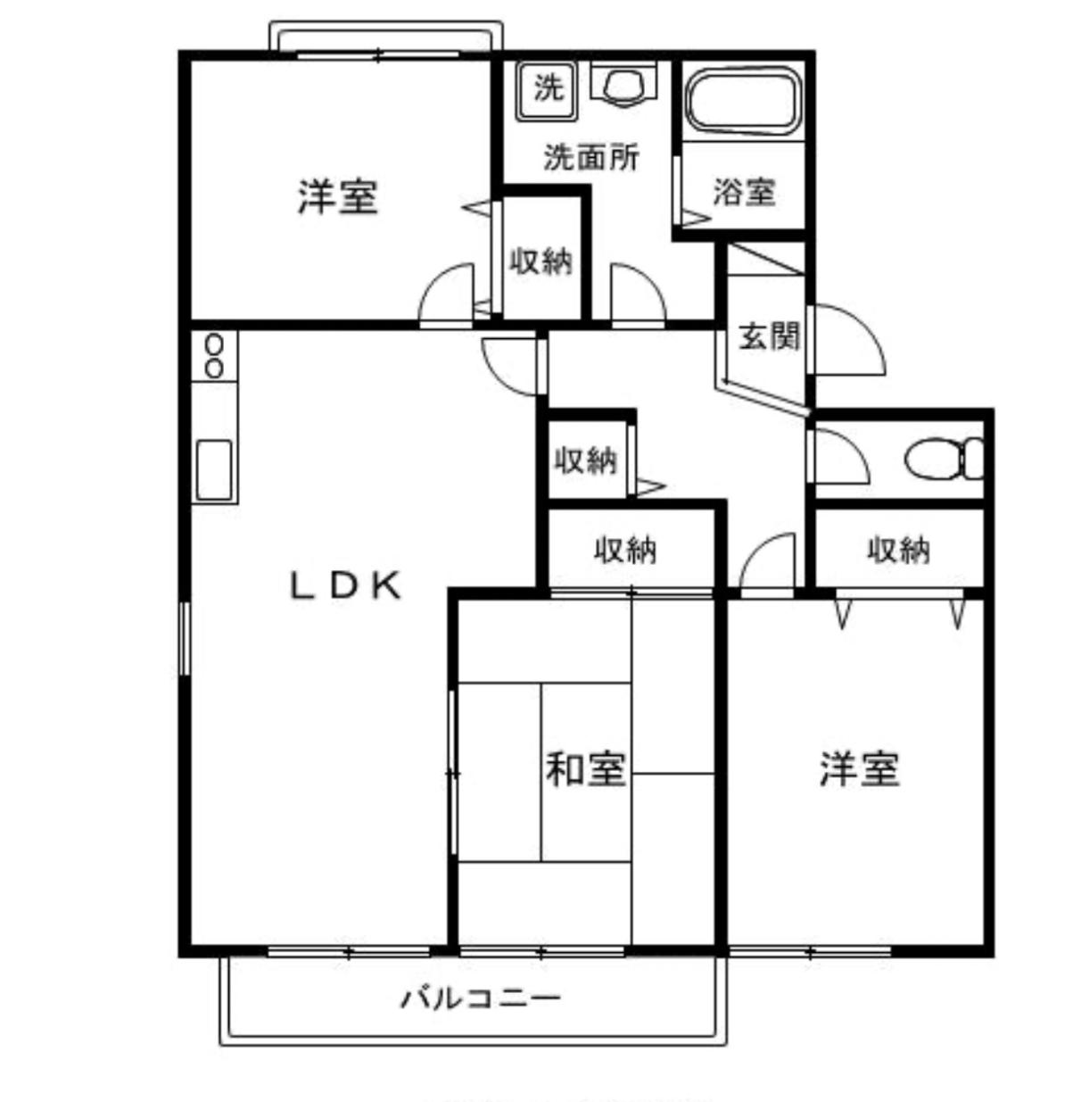 グローバルベレッチタナカC(3LDK/2階)の間取り写真