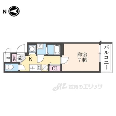 アドバンス京都烏丸町(1K/2階)の間取り写真