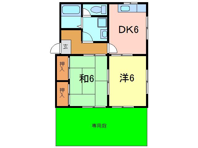 サークルハイツV(2DK/1階)の間取り写真
