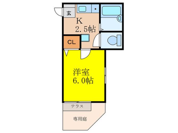 イルリーヴル山手(1K/1階)の間取り写真